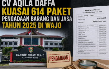 614 Paket Pengadaan di Wajo Tahun 2025 Dikuasai CV Aqila Daffa