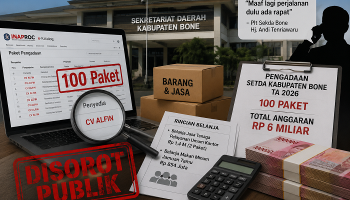 CV Alfin Borong 100 Paket Pengadaan di Setda Bone, Nilainya Tembus Rp6 Miliar