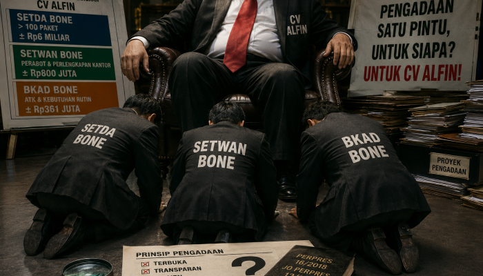Setda, Setwan, dan BKAD Bone Diduga “Bertekuk Lutut” di Bawah Ketiak CV Alfin!